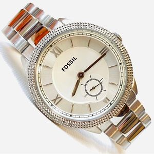 Fossil Sydney Bigger Face 37mm Seconds Hand Sub Dial Women's Silver Watch ES3062